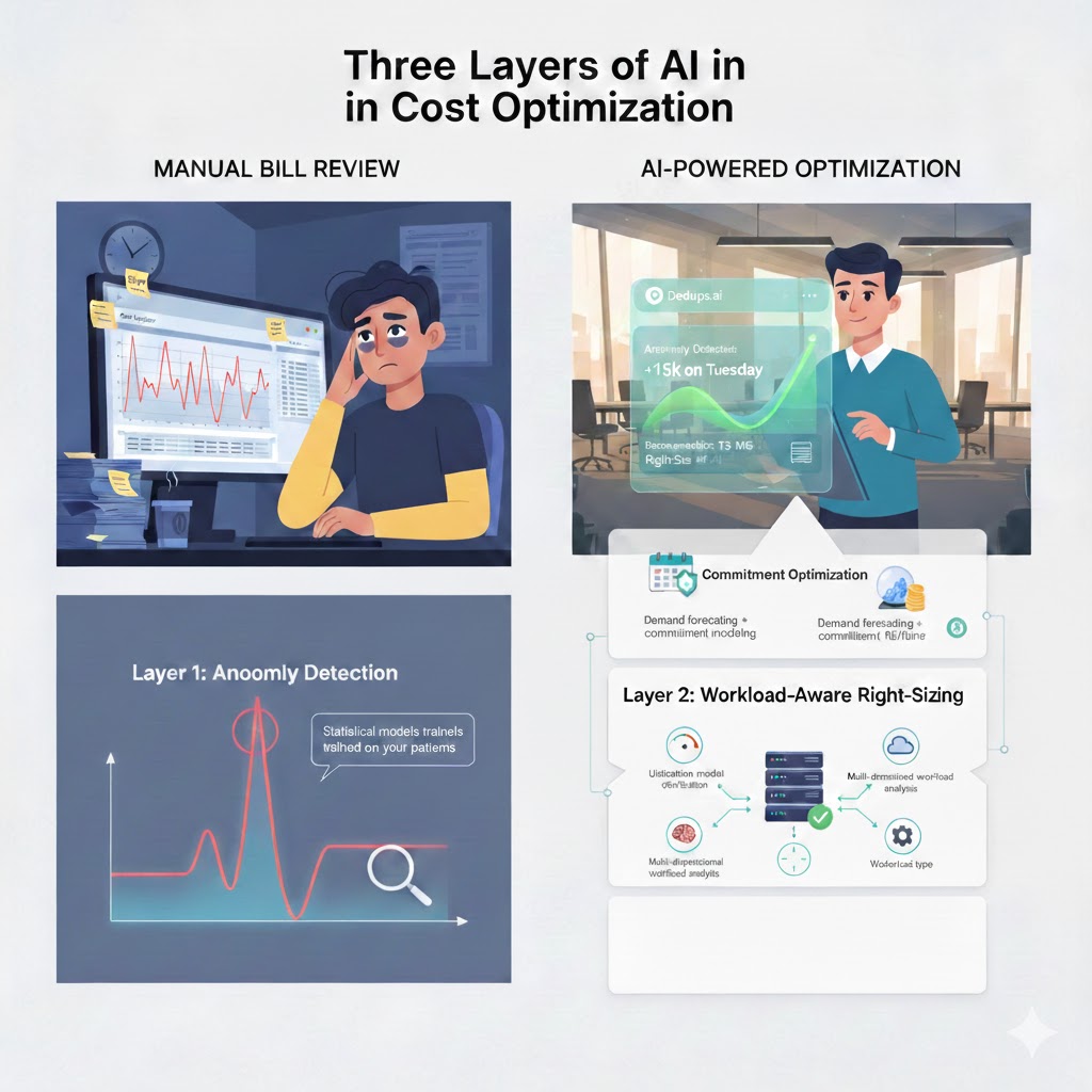 Three Layers of AI in Cost Optimization: Manual Bill Review vs AI-Powered Optimization